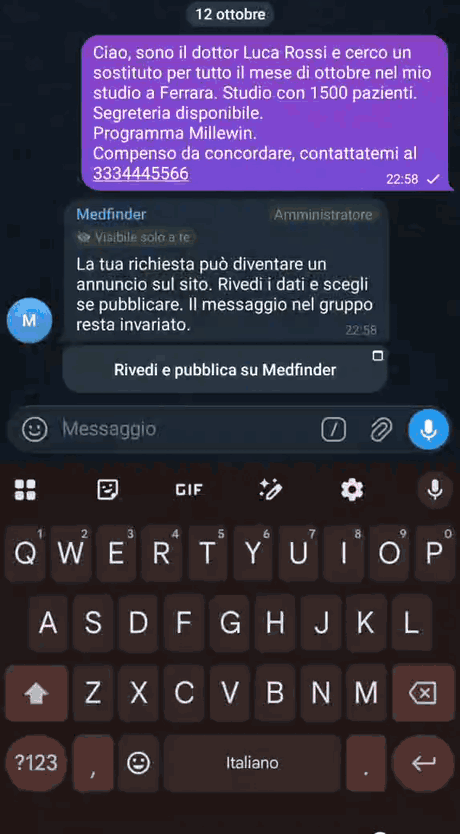 Dimostrazione animata: apertura di Bozze e annunci, modifica delle date con la matita, conferma delle modifiche, eliminazione con il cestino e verifica della rimozione dalla lista.